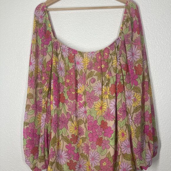 Show Me Your Mumu Briar Dress Womens XL Pink Floral Boho Peasant Long Sleeve - Picture 4 of 16